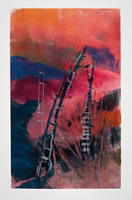 Monotype titled - Silver Ladders 2